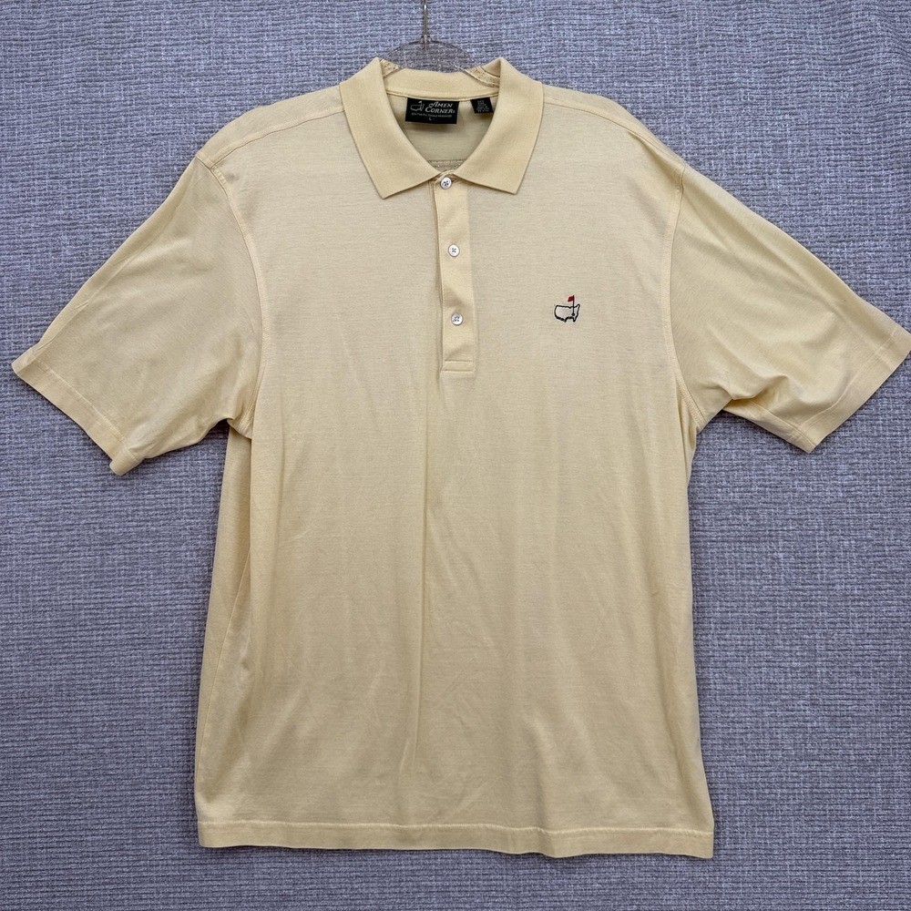 Amen Corner Polo Shirt Mens Large Yellow Double Mercerized Pima Masters Golf